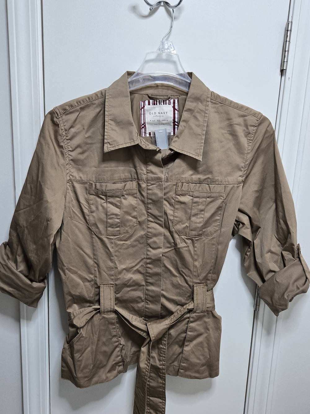 Old Navy Tan Light Weight Utility Style Jacket with Belt